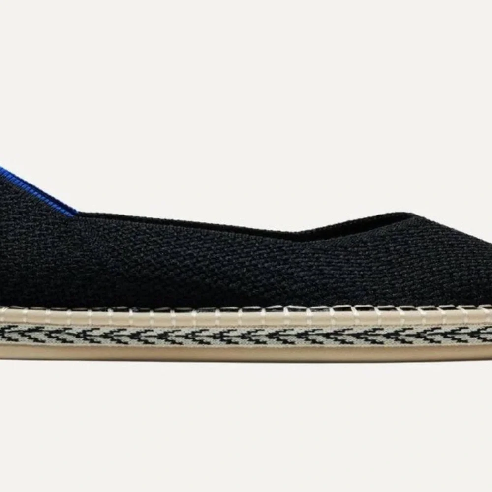 Rothy’s The Espadrille Knit Lace Up Black Flats